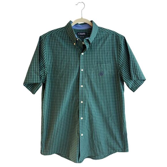 Chaps Men’s Short Sleeve Button Up Plaid Casual Top size Large - Picture 1 of 5
